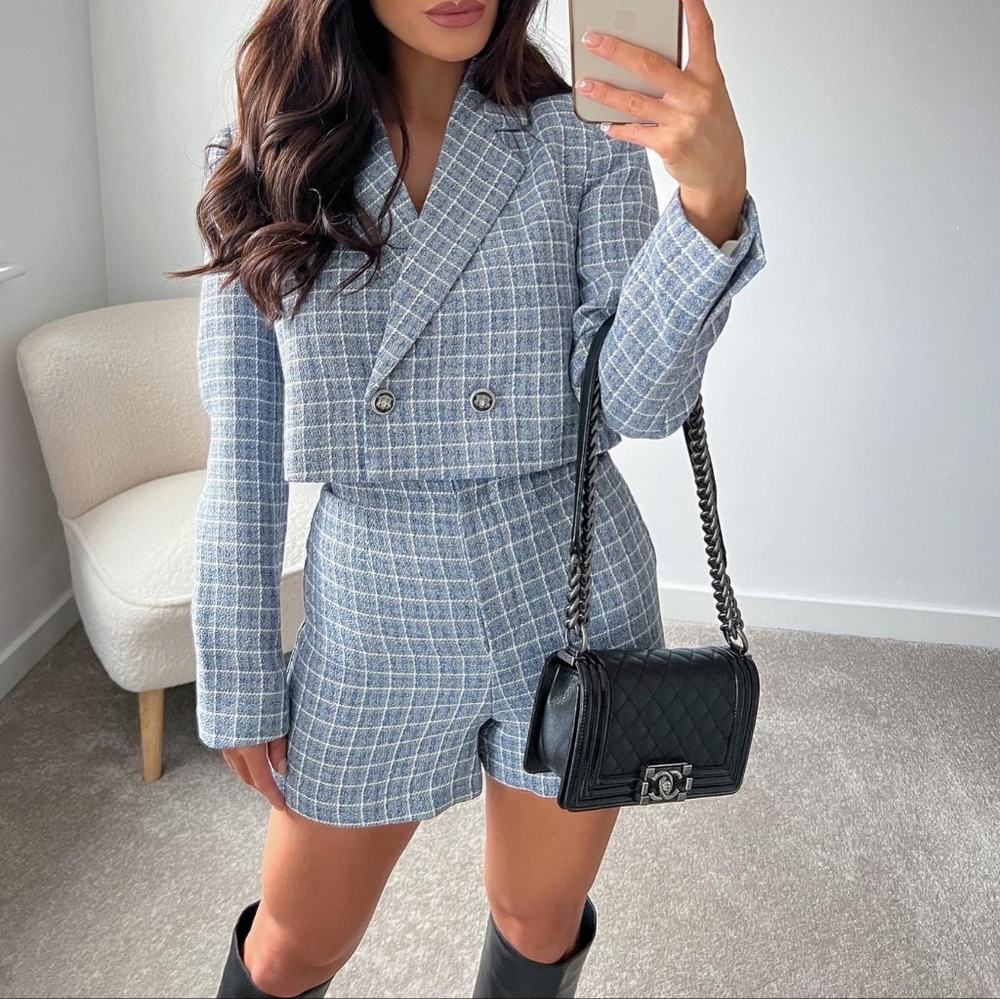 Zara Textured Tweed Cropped Blazer - Picture 10 of 15